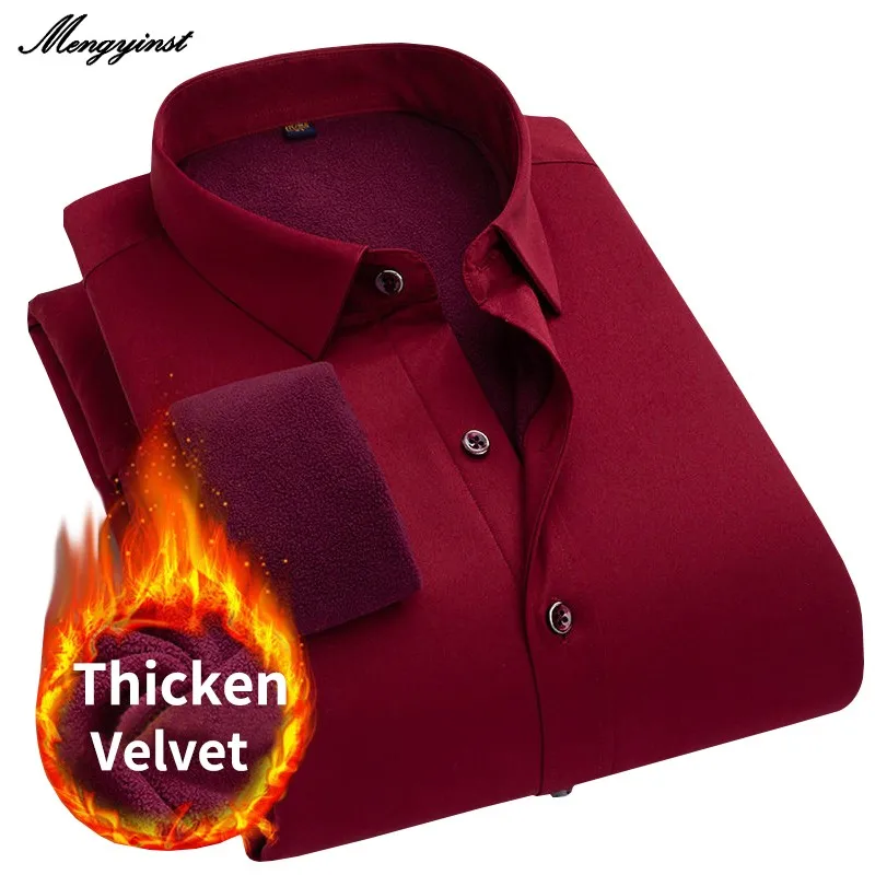 

Camisa Social Masculina Winter Men's Business Casual Solid Color Shirt Velvet Thicking Warm Flannel Long Sleeve Dress Shirts 4XL