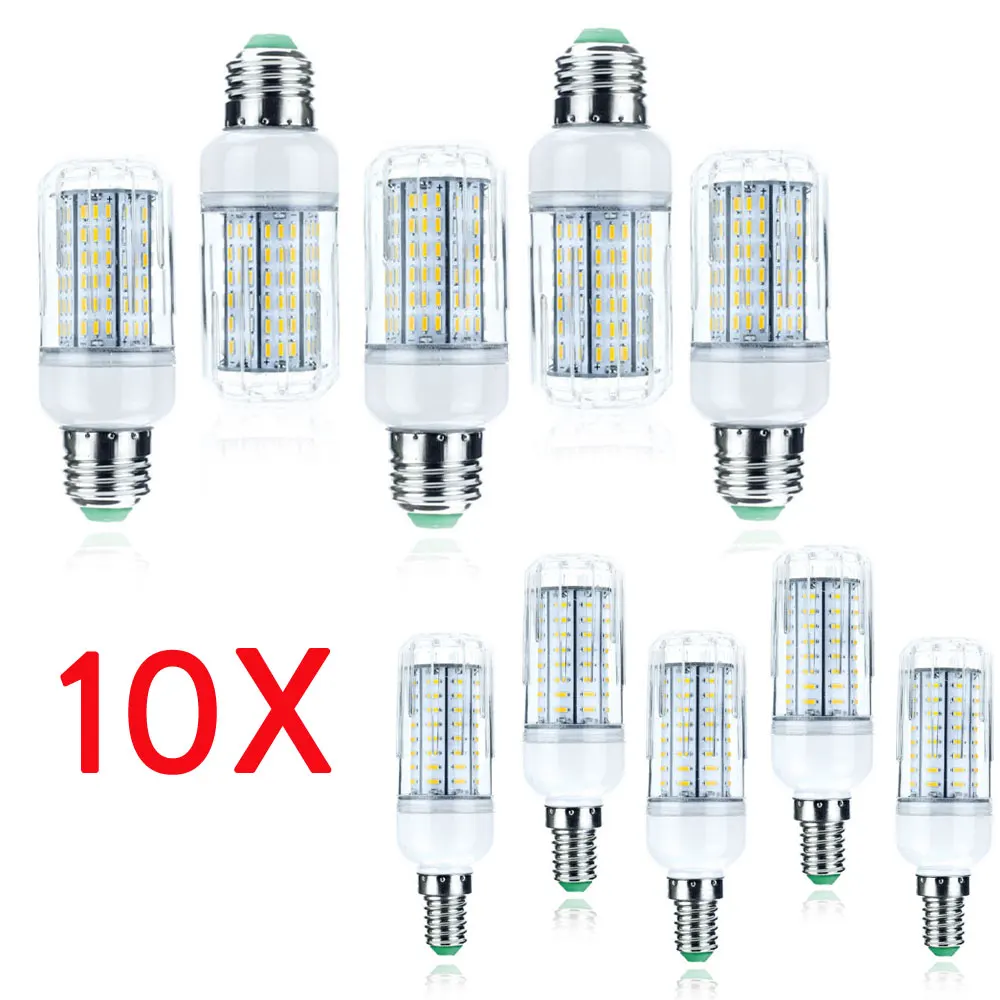10X светодиодный кукурузный Светильник лампы E14 B22 E27 GU10 мощностью 10 Вт 20 25 30 4014 SMD