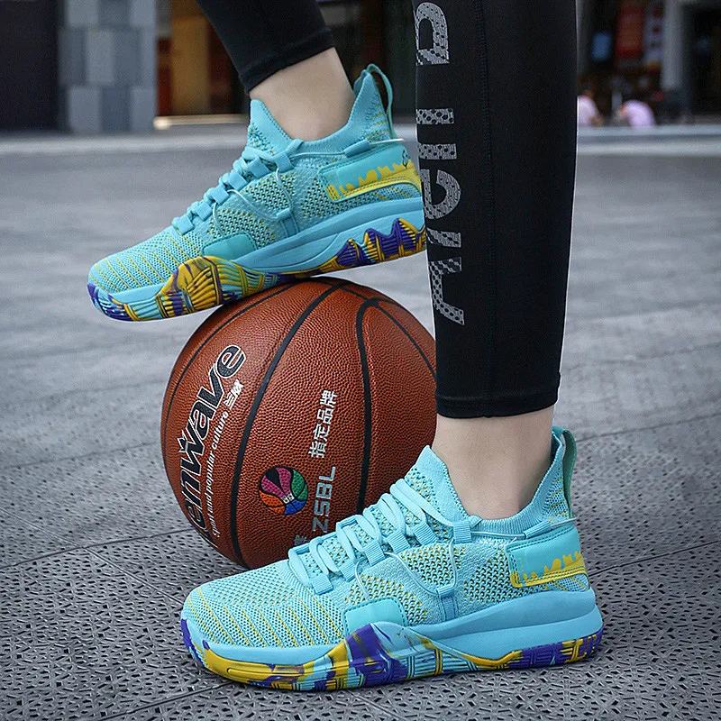 

Fashion Rainbow High Quality Basketball Shoes Men Breathable High top Women Sneakers Basketball Professional Chunky Sports Shoes