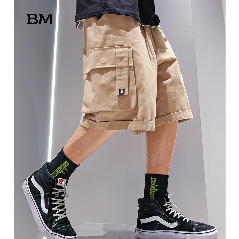 Мужские летние штаны модные прямые свободные шорты-карго в стиле хип-хоп