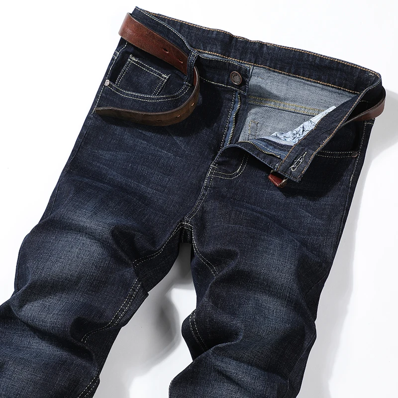 

Men Long Jeans Black Plus Size Pants Solid Color Straight Full Length Pants Street Wear Trousers Fashion Casual Jeans For Men