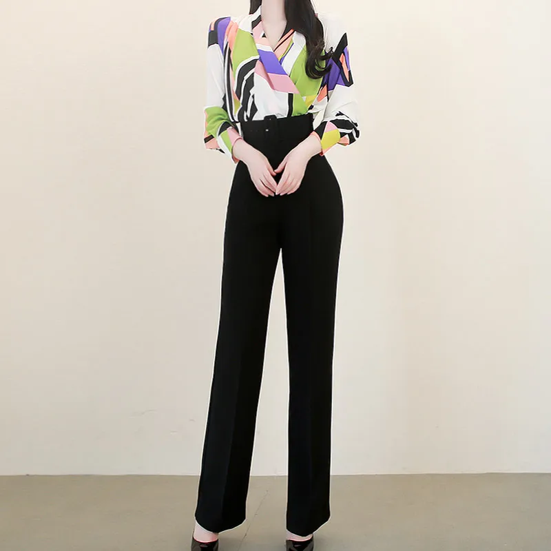 Корейский комплект из двух предметов Офисная Женская блузка с длинными рукавами