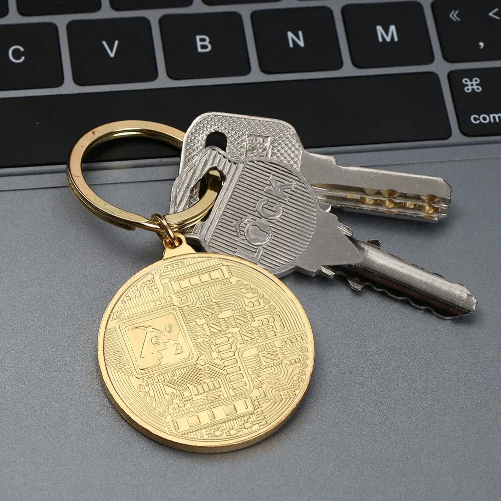 

Hot Copper Plated Jewelry Friends Gifts Collectors Bitcoin Key Chain Key Ring Commemorative