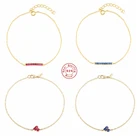 Женский минималистичный браслет-цепочка из серебра 925 пробы с тремя цветами из циркония