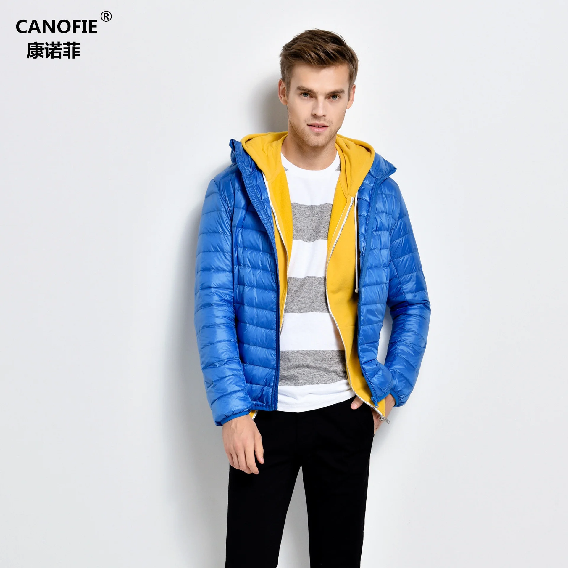 

autumn and winter new down jacket men's light casual slim Hooded Winter Coat