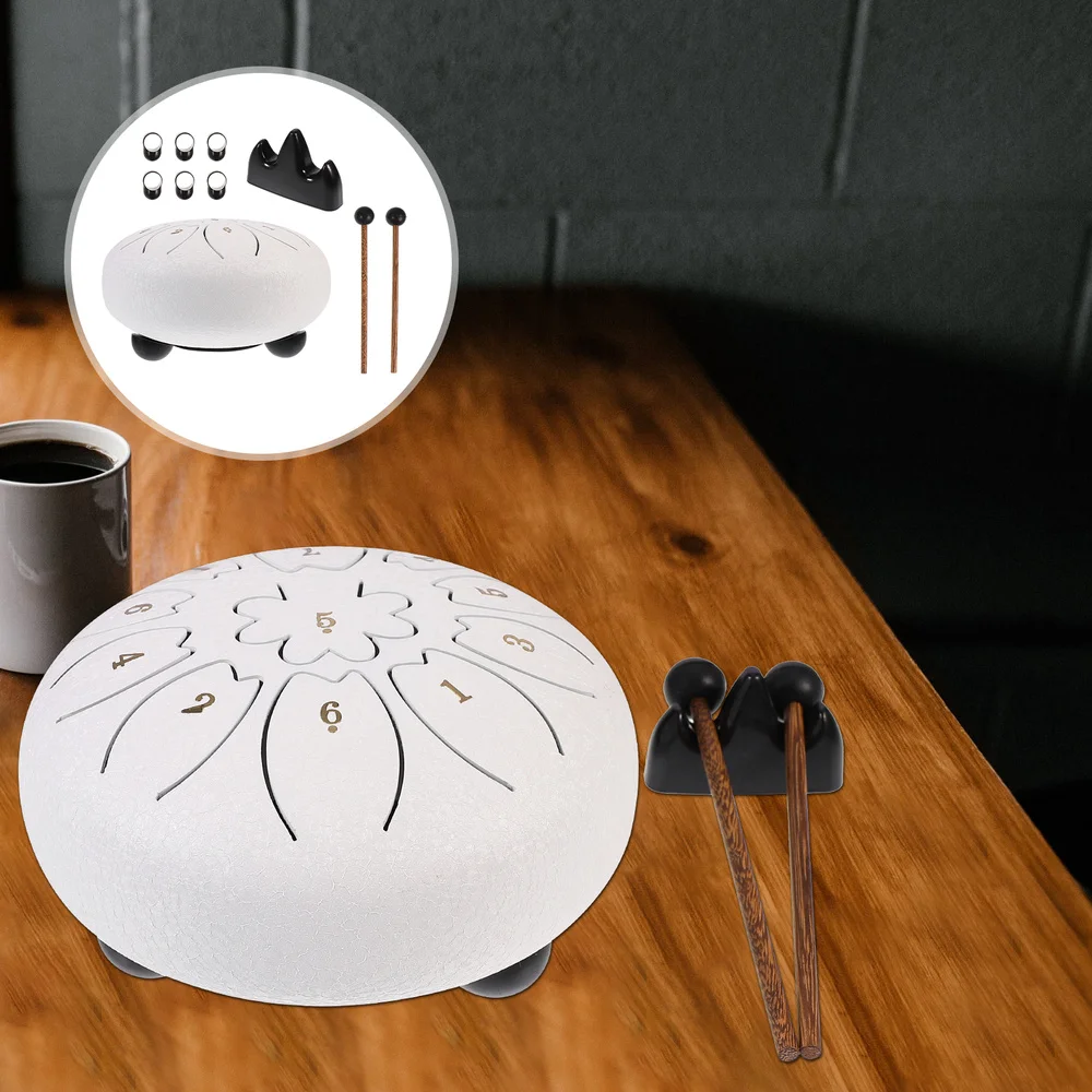 

1Set Creative 6 Inch Hand Drum Durable Steel Tongue Drum Percussion Instrument