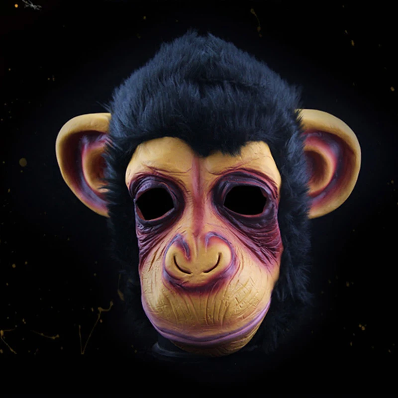 3D Orangutan шимпанзе маска на все лицо подарки на Хэллоуин экологически чистый натуральный латекс маска обезьяны вечерние косплей реквизит маскарад