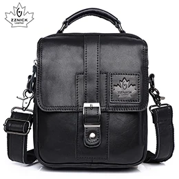 Men's Genuine Leather Bag Shoulder Bag Belt Bags Messenger Bags Men Handbag Fashion Flap Crossbody Luxury Handbag ZZNICK - Цвет: black 6502