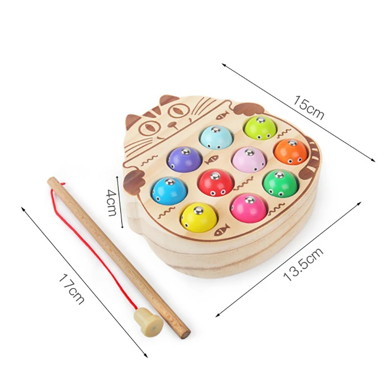 

Kids Puzzle Magnetic Fishing Game with Cat Shape Playboard Wooden Toys Children Puzzle Educational Toys
