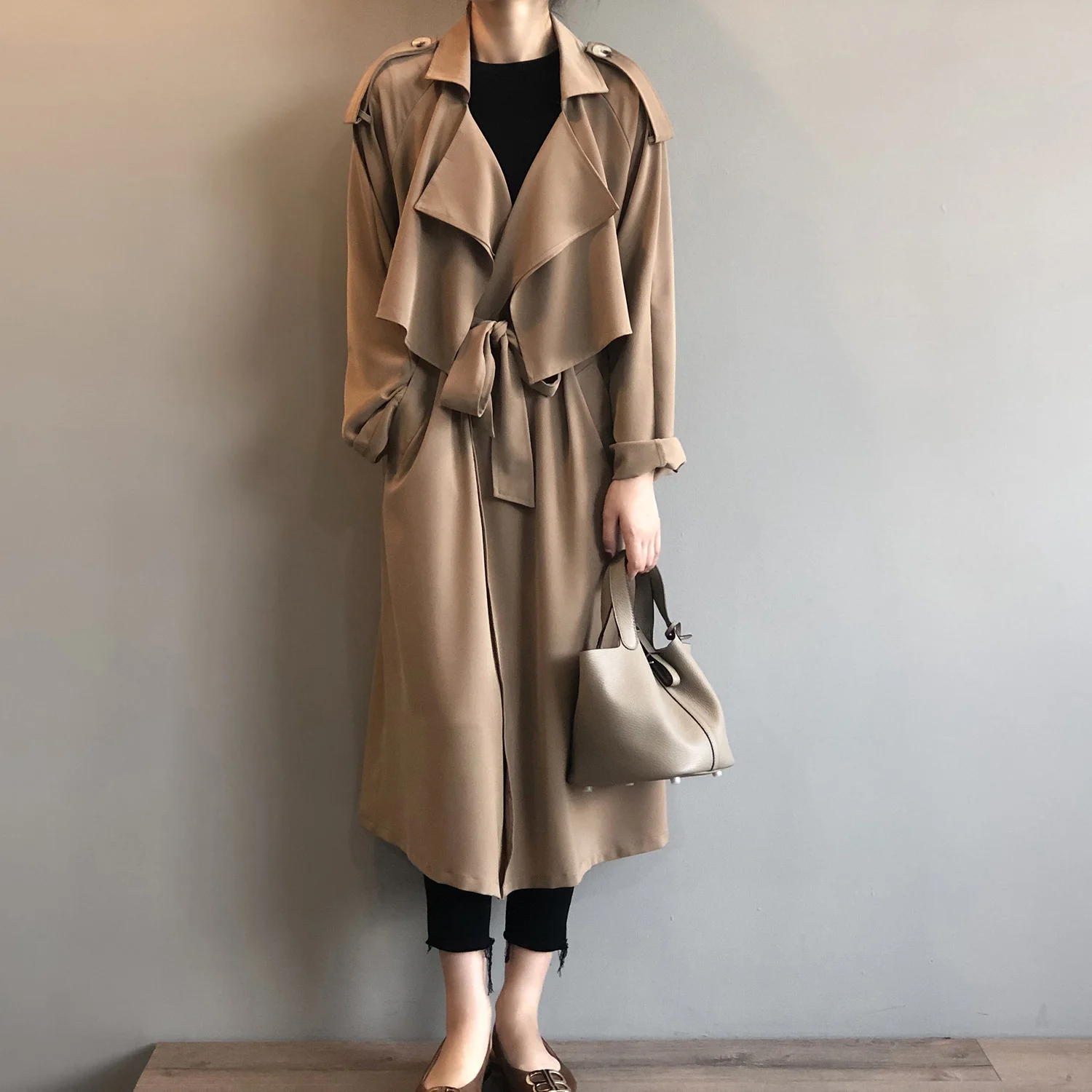 

Ветровка Новинка 2021 популярная женская одежда средней и длины темпераментное тонкое пальто на весну и осень