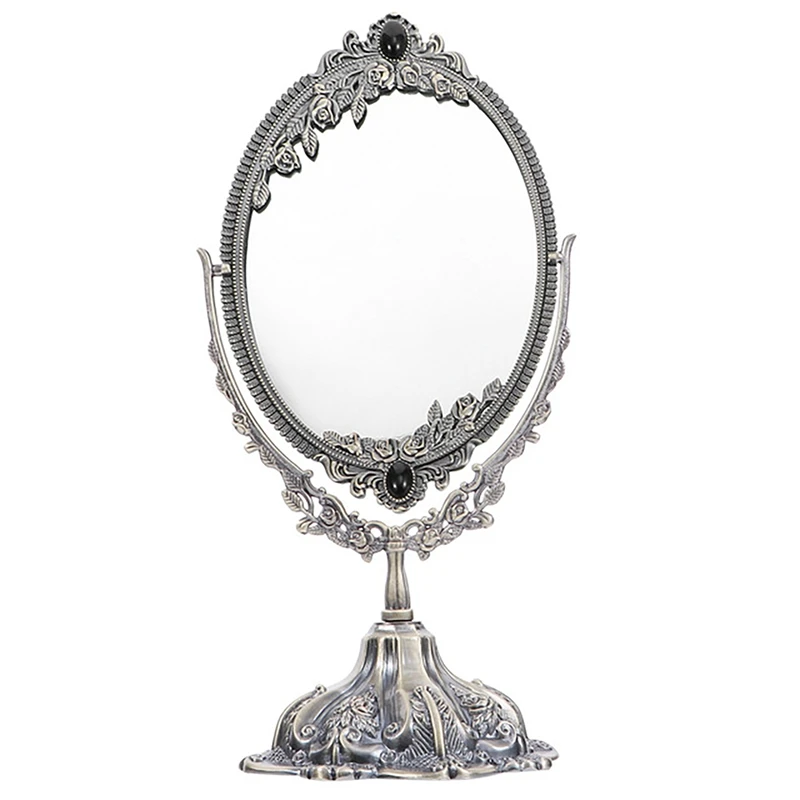 

European Retro Makeup Mirror Antique Makeup Mirror Princess Mirror Decorative Tabletop Swivel Mirror With Stand