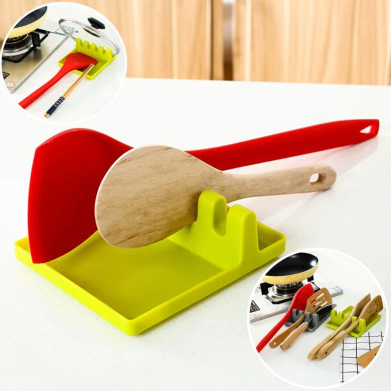 

Kitchen Cutting Board Holder Spoon Holder Silicone Spoon Rest Silicone Pot Cooking Spoon Holder Heat Spatula Resistant Clip