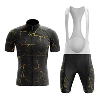 two colors lightning series summer cycling jersey set men short sleeve and bib shorts gel breathable pad maillot ciclismo hombre