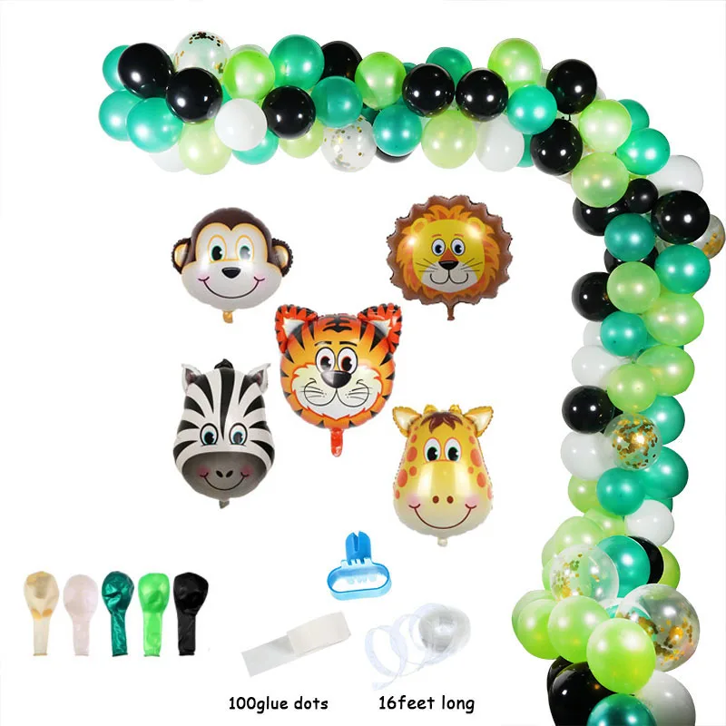 118pcs balloon Джунгли сафари вечерние Арка с воздушными шарами набор тропических пальмовых листьев зеленый латекс воздушные шары День рождения украшения Дети Свадьба партии поставка - Цвет: 118pcs balloon