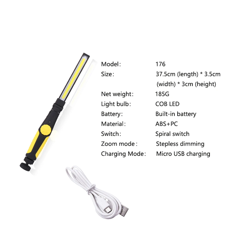 

Upgraded Rotated Foldable Portable COB Flashlight Torch USB Rechargeable LED Work Light Magnetic COB Lantern Portable spotlight