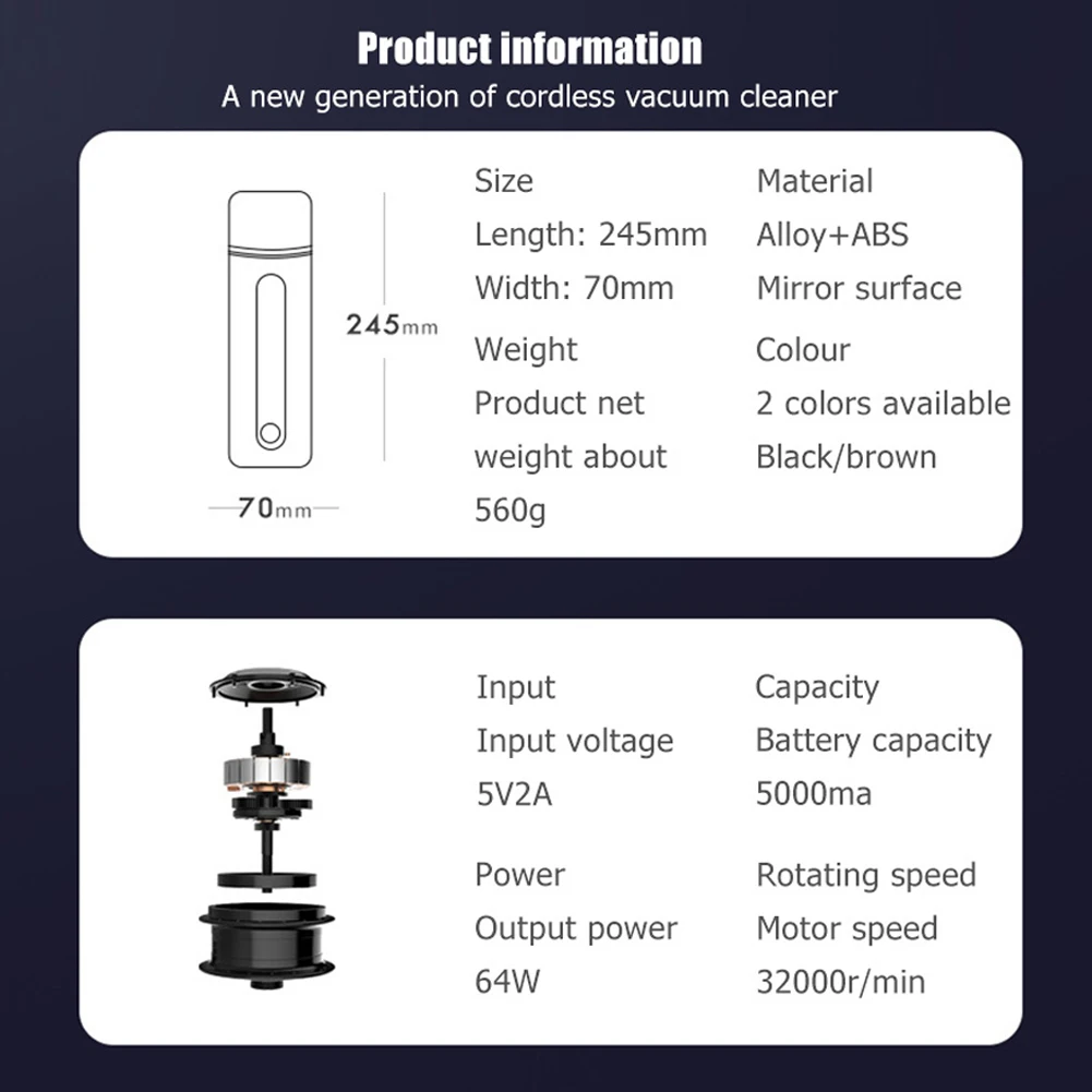 Беспроводной ручной автомобильный мини-пылесос 8000 па для дома и компьютера |