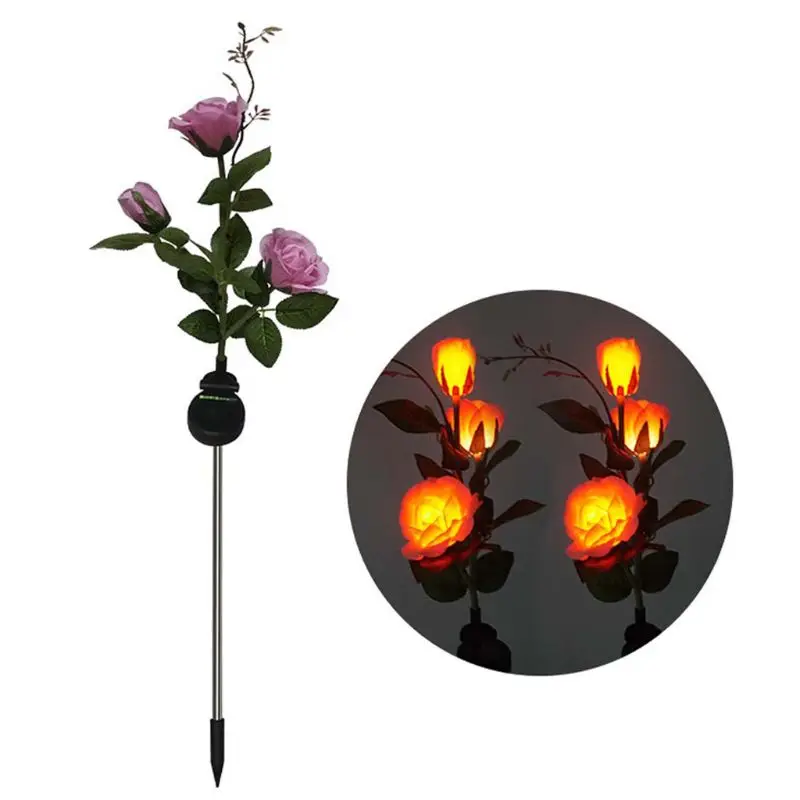 

Solar Powered LED Light Simulation Rose Flower Waterproof Garden Lighting Lamp