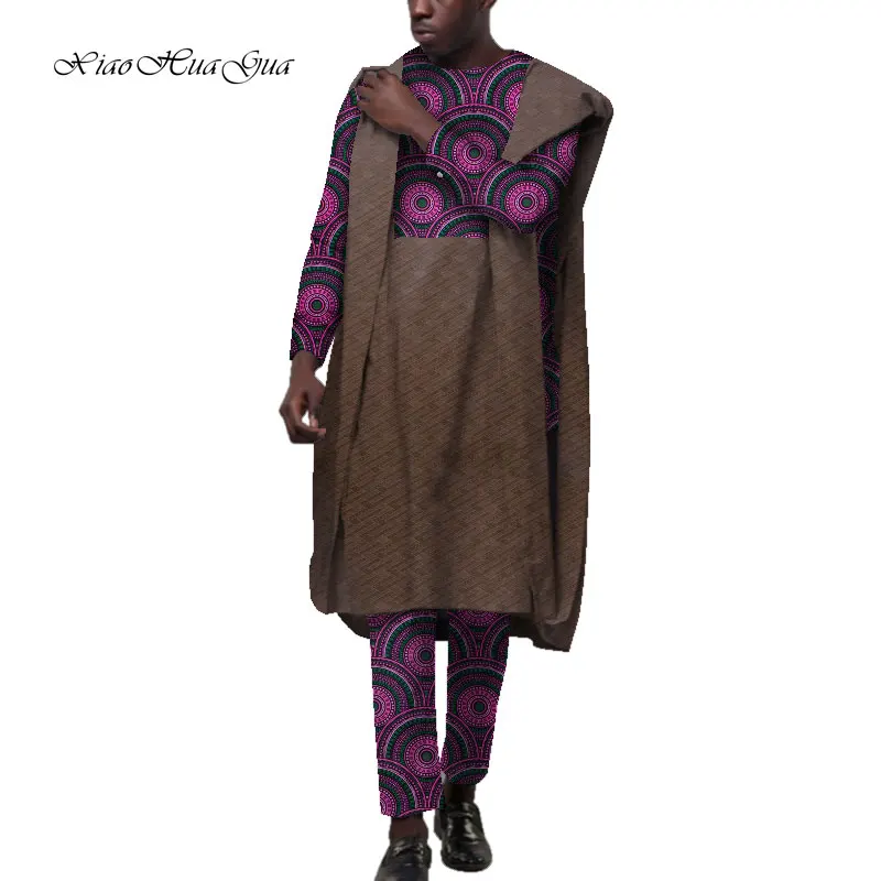 3 шт. Африке мужского комплекта бизнес мужские рубашки в африканском стиле костюм