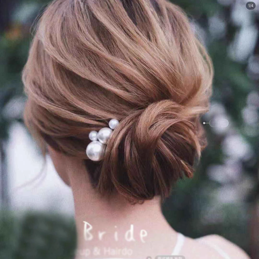 Gold Color Pearl Wedding Hair Combs Hair Accessories for Bridal Flower U Hairpins Headpiece Women Bride Hair Ornaments Jewelry images - 6