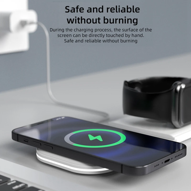 

2 in 1 Folding 15W Wireless Charger for iPhone 12 Pro IWatch for Apple Qi Fast Charging Phone Station Stand