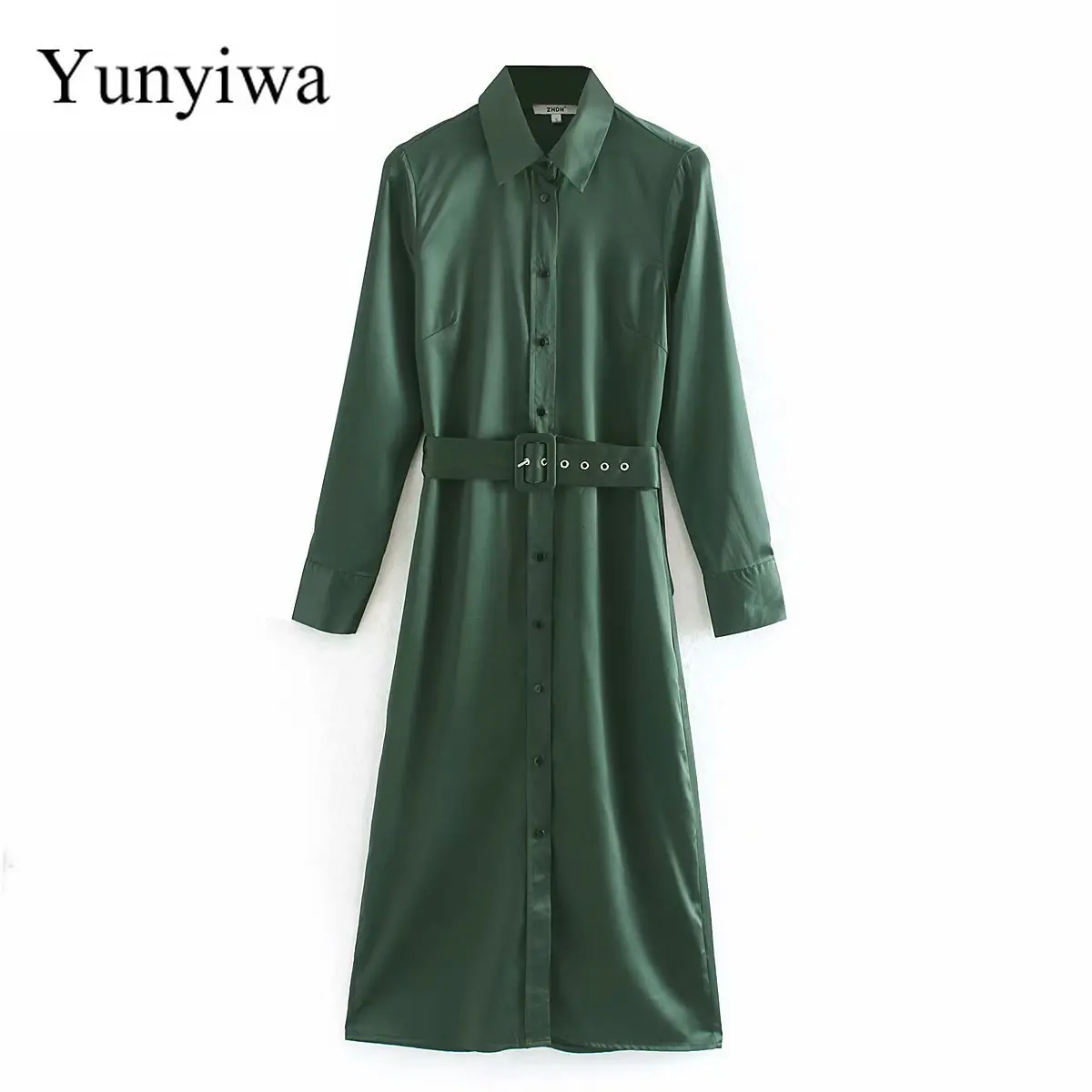 Женское шелковое платье рубашка с длинным рукавом повседневные женские платья