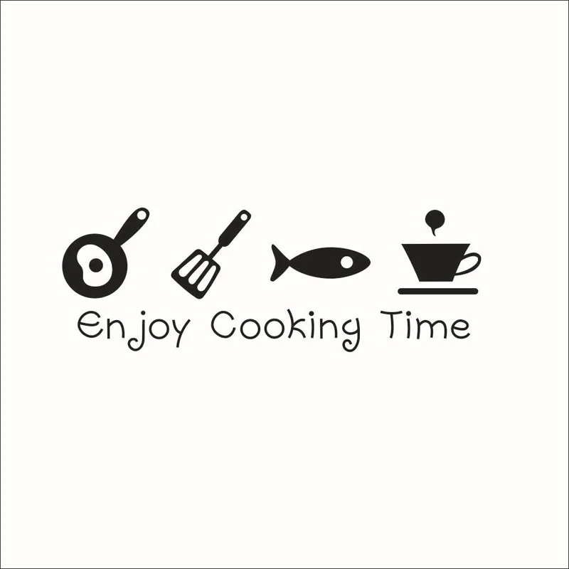 

Cartoon enjoy cooking time kitchen Wall Sticker PVC Living room Kitchen Background home decoration Mural Art Decals stickers