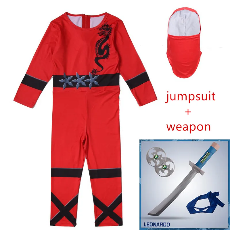 62908red-4 Черный костюм для мальчиков и девочек Ninjago, Детские комплекты, Детский костюм для Хэллоуина, игрушечное оружие, Необычные вечерние костюмы ниндзя на Пасху - Цвет: 62908red-4