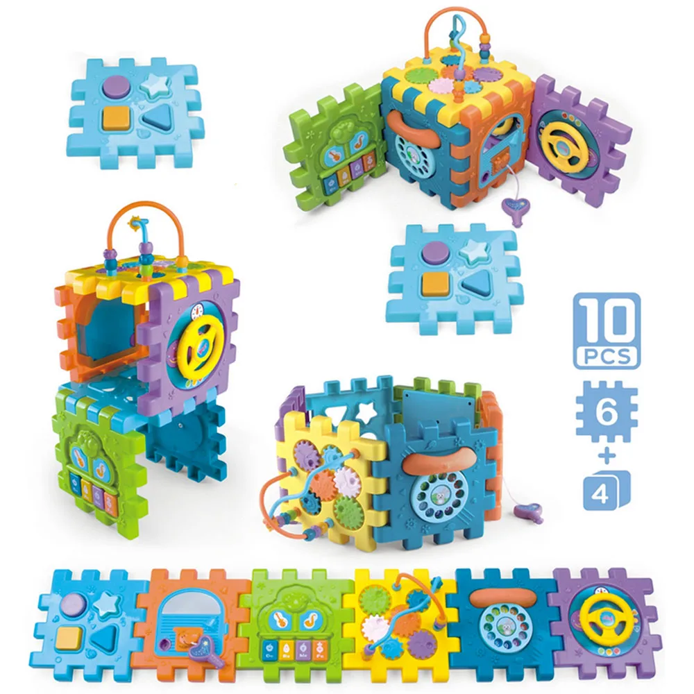 Монтессори для малыша Деревянный 8 в 1 многофункциональная активность куб