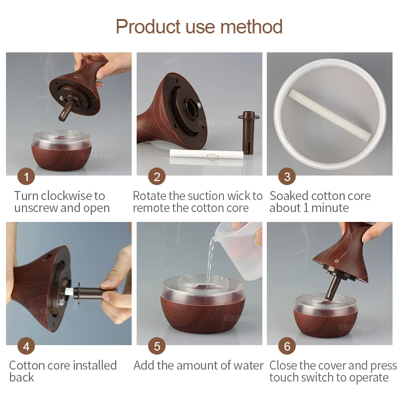 

KBAYBO 300ml USB electric Aroma Essential Oil Diffuser Ultrasonic Air Humidifier Wood Grain LED Lights aroma diffuser for home
