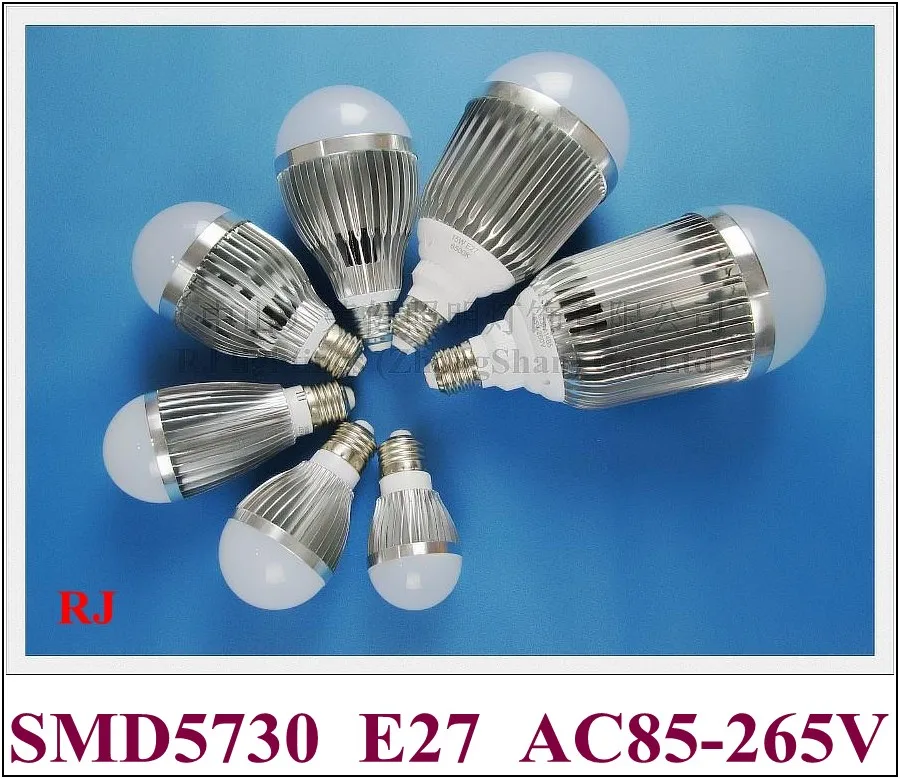 Алюминиевый светодиодный шар SMD5730 глобус светильник 3 Вт 5 7 9 12 15 18 AC85 265V E27 высокое