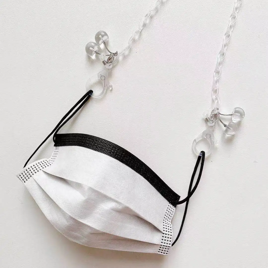 

New Small Fresh Creative White Acrylic Cherry Mask Chain Lanyard Glasses Chain