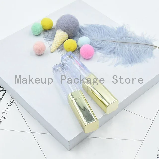 

4ML High-end Square Beauty Makeup Tool, Professional Clear&Gold Eyeliner Tube, Plastic Empty Eyelashes Growth Liquid Pack Bottle
