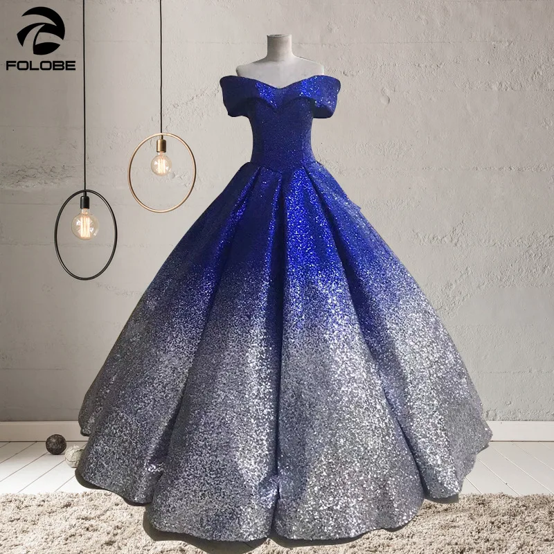 Блестящие градиентные блестящие Бальные платья с эффектом омбре для 15 лет