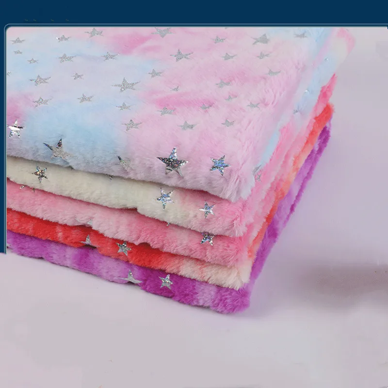 

Радужная имитация кроличьего меха плюшевая ткань с градиентом пять звезд узор мягкая искусственная меховая ткань для игрушек одежды домаш...