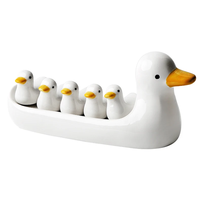 

Chopstick Holder White Duck Chopsticks Pillow Pen Holder Cute Ceramic Tableware Dessert Dish Kitchen Organize Tray Home Ornament