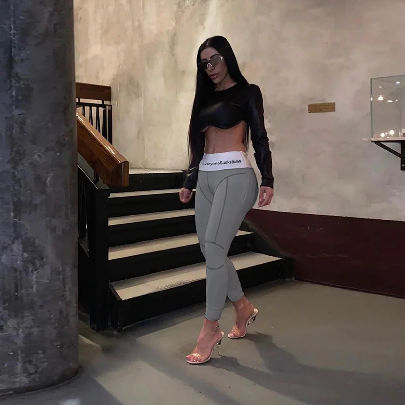 Женские леггинсы с высокой талией Fitshinling Athleisure облегающие буквенным принтом и