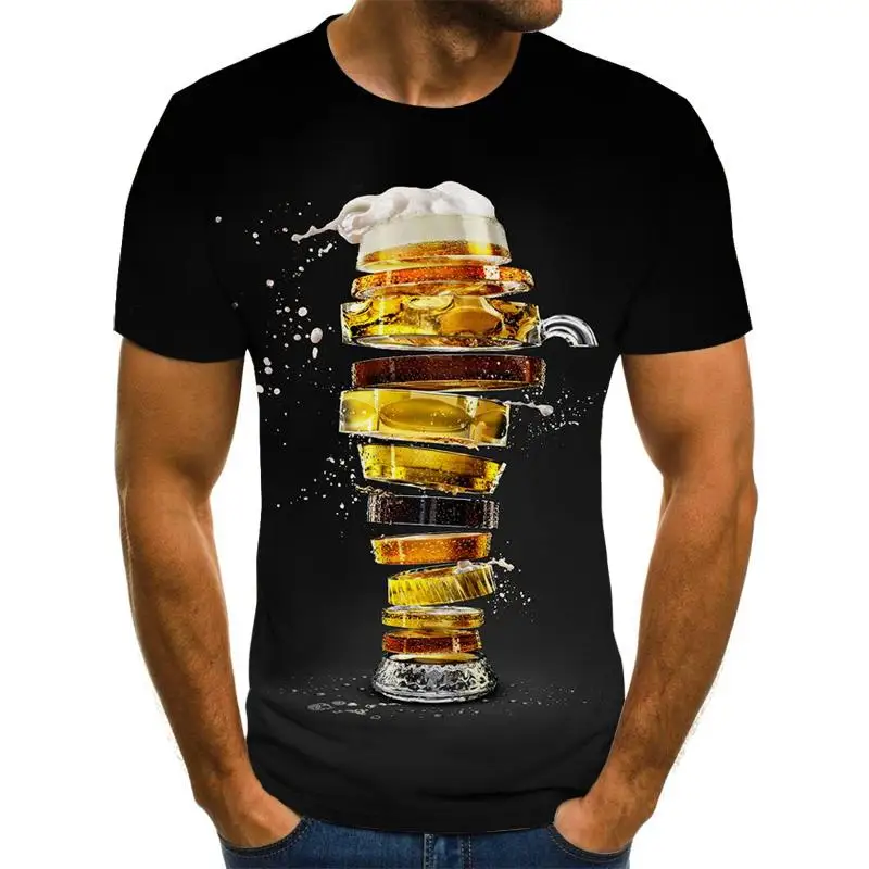 

Beer Time Summer Men's T-shirt 3D Printing Short Sleeve O-neck Fashion Funny Casual Men's and Women's Tops Street T-shirt Men