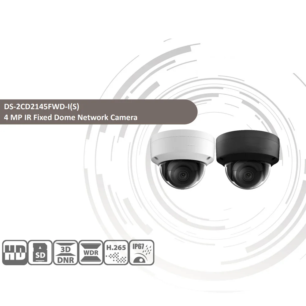 Hikvision DS 2CD2145FWD I POE камера видеонаблюдения 4MP IR Сетевая купольная 30 м IP67 IK10 H.265 + слот