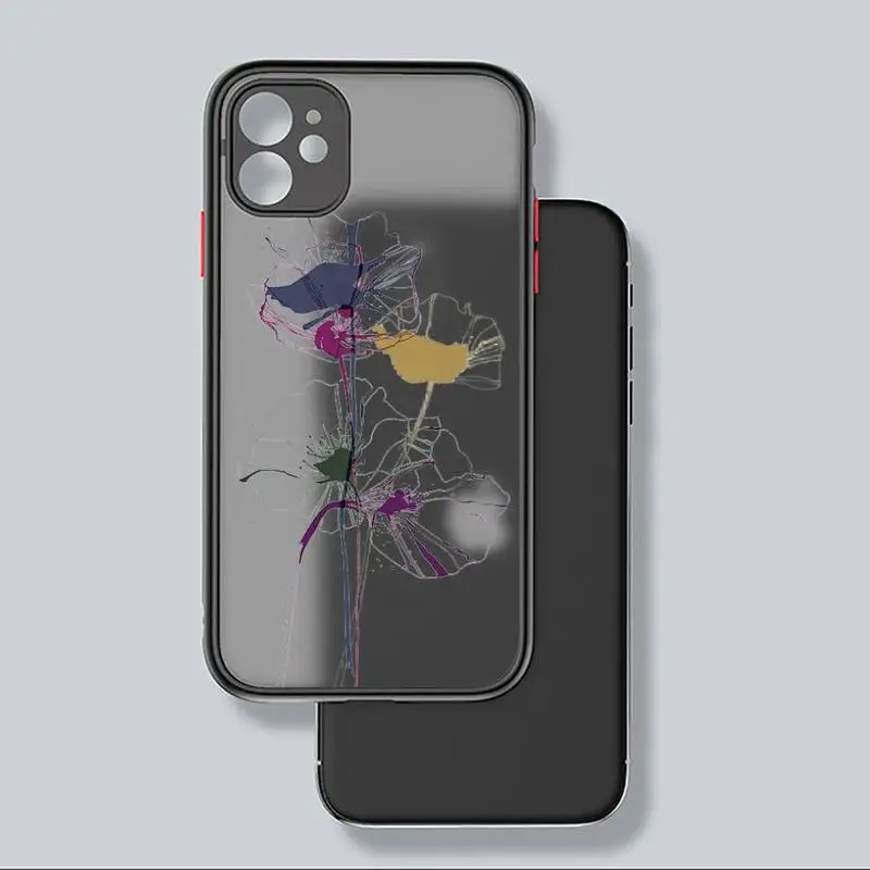 

Watercolor flowers gold leaves Phone Case For iphone 12 11 8 7 plus mini x xs xr pro max matte transparent cover