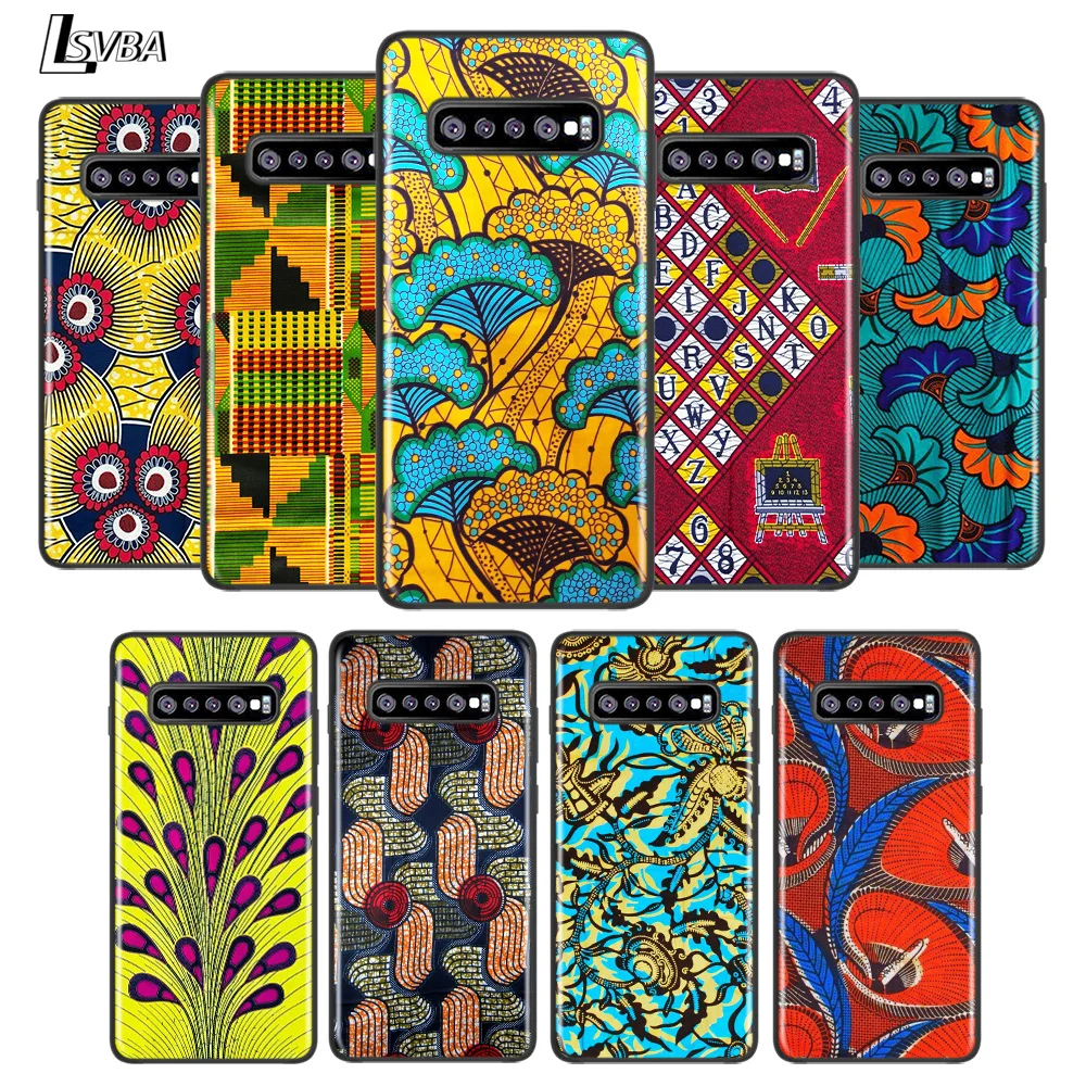

African fabric Printing For Samsung Galaxy Note 20 10 9 8 S21 S10 S10E S9 S8 S7 Ultra Lite Plus Pro Black Soft 5G Phone Case