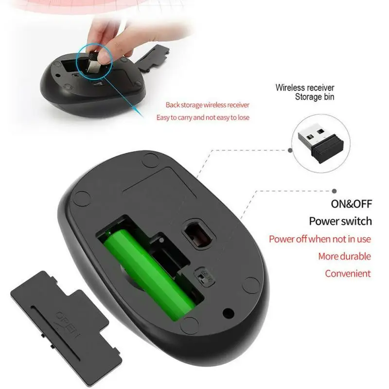 

Wireless 2.4G Mouse With USB Receiver Rechargeable Mouse Ergonomic Design Non-slip Metal Noiseless Silent Click Optical Mouse