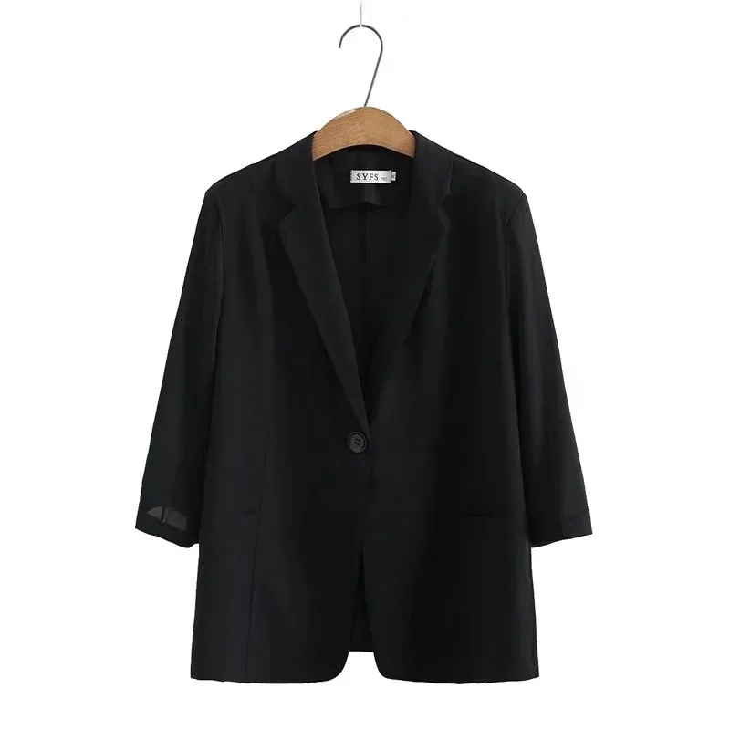 

Blazer Women's Clothes Plus Size Summer 2021 New Outwear Fashion Three Quarter Sleeve Thin Style Suit Jacket
