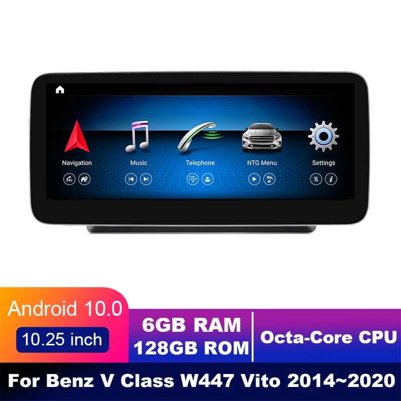 4G LTE 6GB+128GB Android display For Mercedes Benz V Class W447
2014~2020 10.25" touch screen GPS Navigation car radio stereo