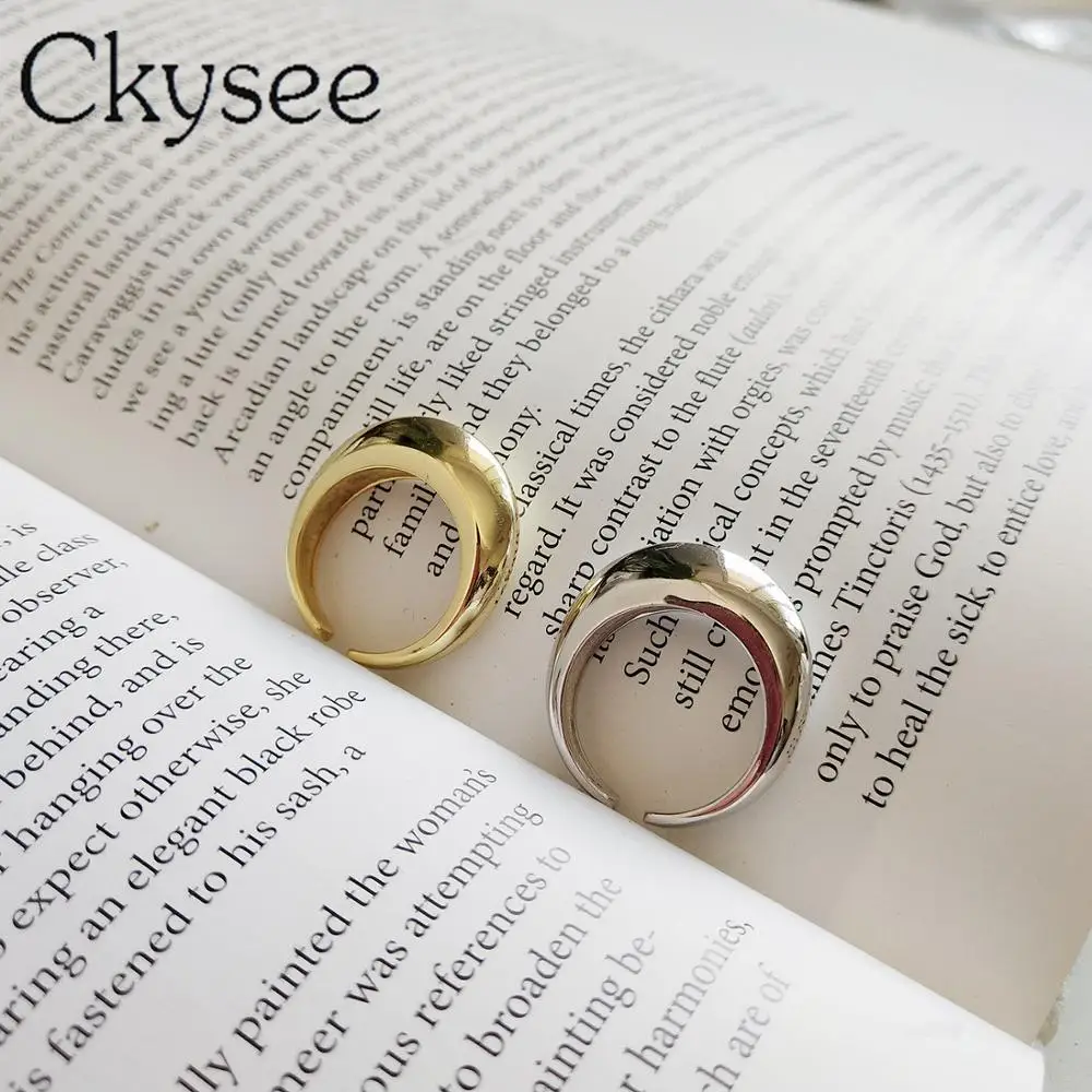 

Ckysee 925 Sterling Silver Rings Concave And Convex Arc Ring Opened Adjustable Rings For Woman Original Fine Jewelry