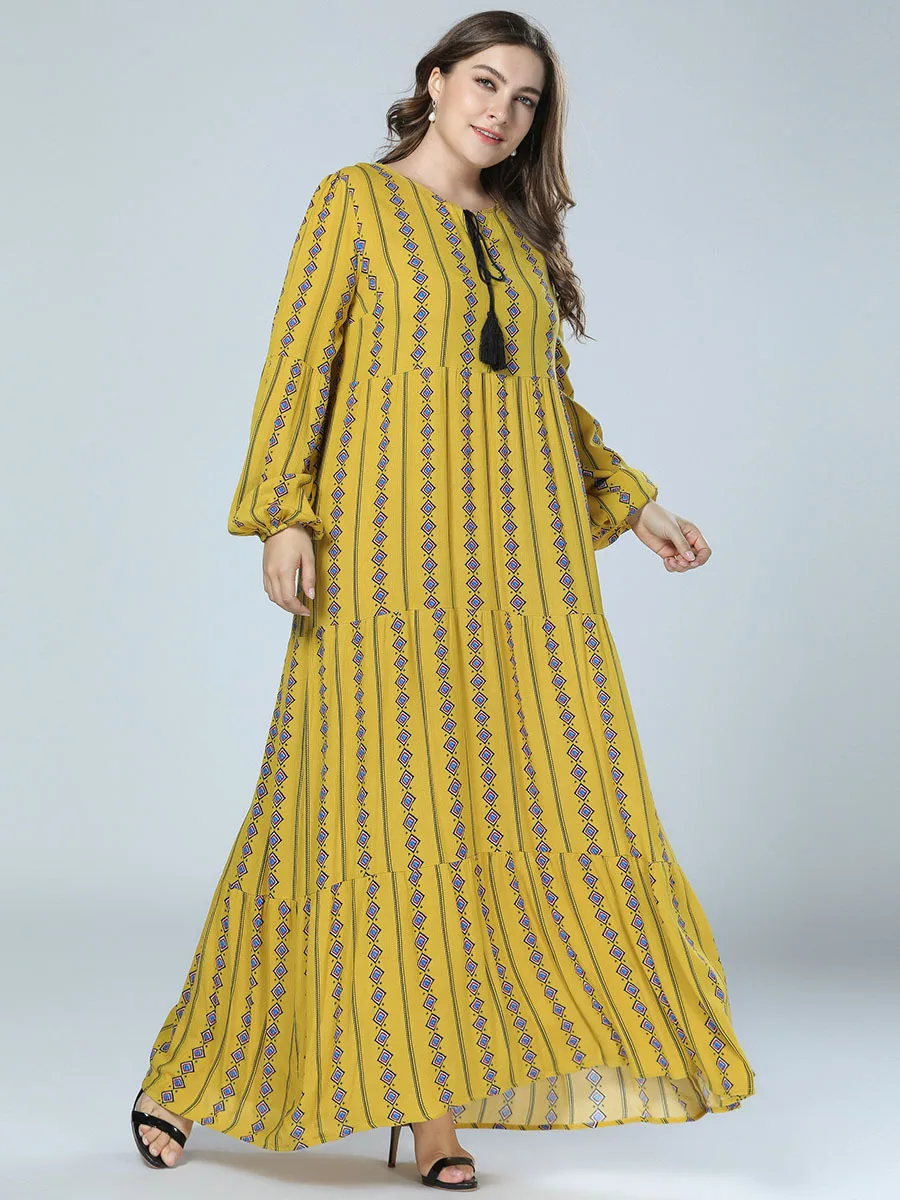 Женское длинное платье в Дубае Abayas мусульманское платье-Кафтан желтого размера