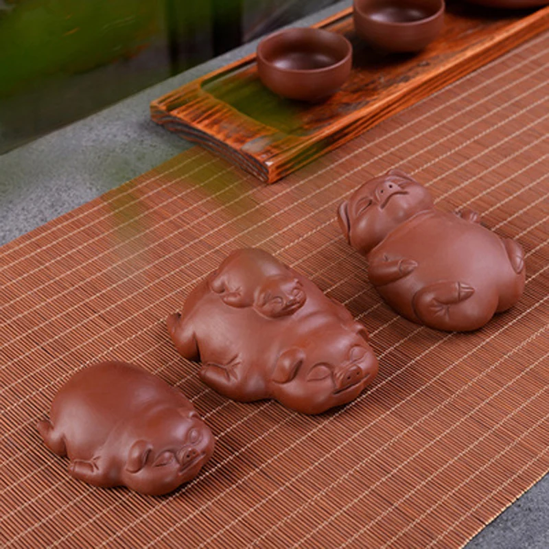 

Chinese Kung Fu Puer Purple Clay Tea pet Cute Pig Statue Tea Figurine Ornament Crafts Desk Table Decoration Accessories