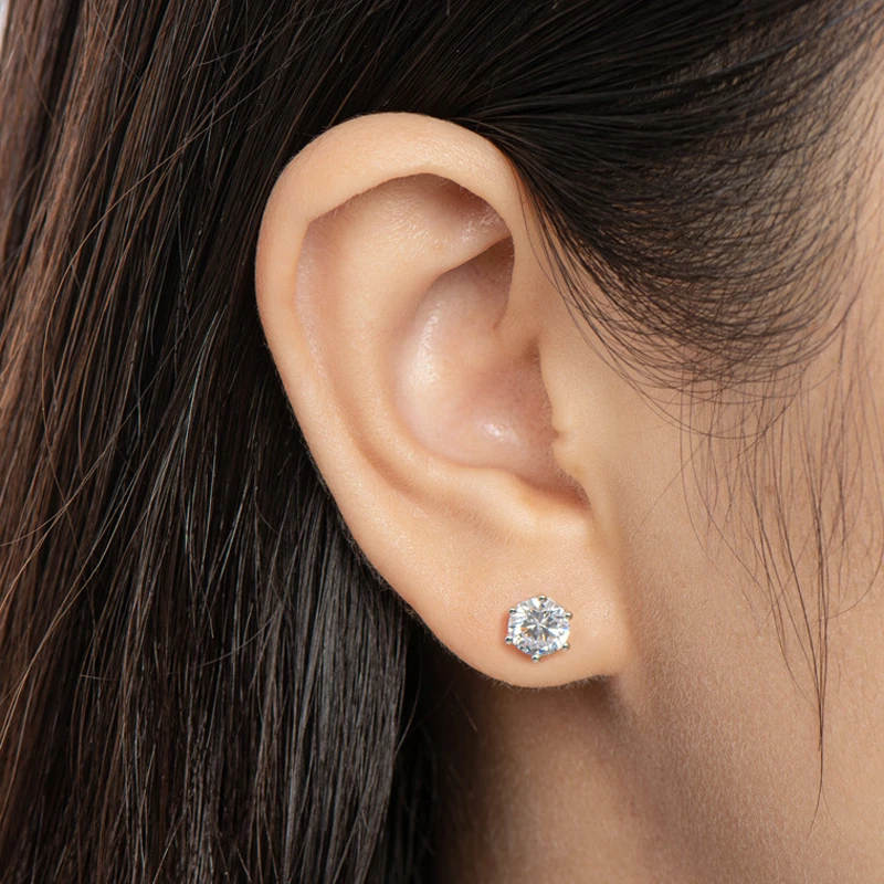 

Knobspin 100% 925 Sterling Silver Real 1 Carat D Color Moissanite Wedding Stud Earrings For Women Party Fine Jewelry Wholesale