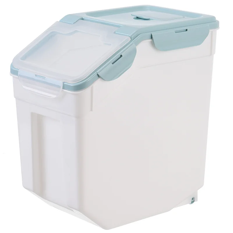 Blue-10kg Герметичная пищевая коробка для хранения большой емкости с крышкой, ведро для хранения риса, влагостойкая сумка для хранения домашних животных, Органайзер Домашний для хранения - Цвет: Blue-10kg