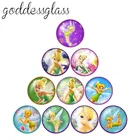 Disney принцессы Тинкербелл Эльза Ариэль 10 шт. 12 мм18 мм20 мм25 мм кабошоны круглые фото кабошоны разрисованные изделия из стекла с плоской задней частью Цепочки и ожерелья, украшения своими руками