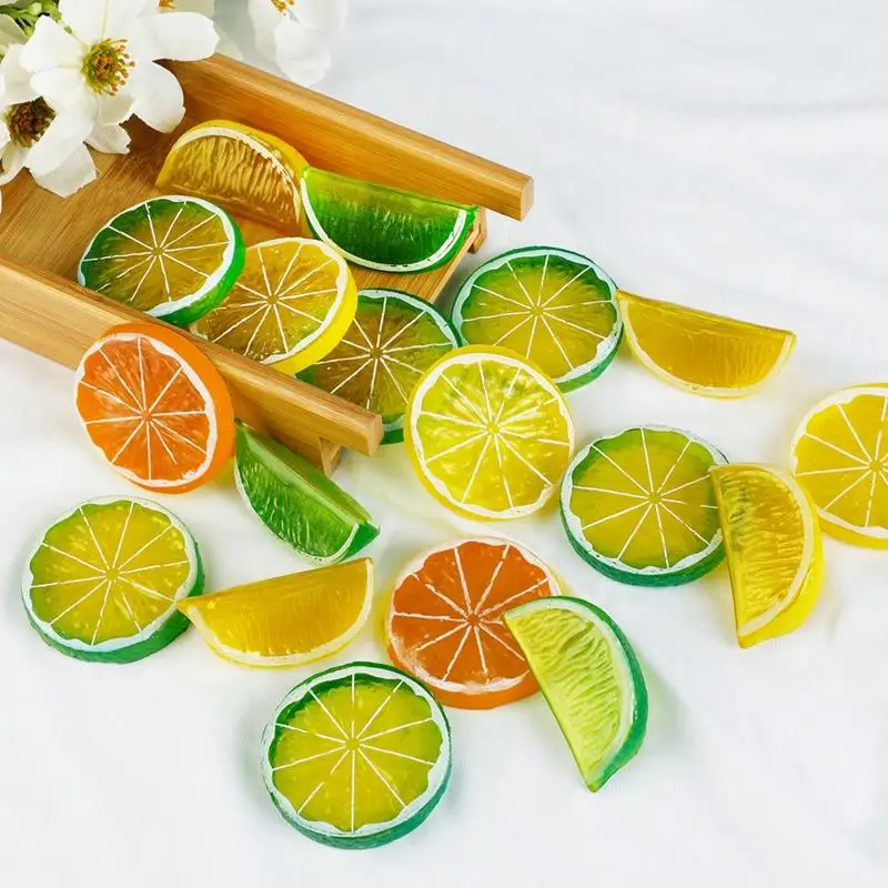 

36Pcs Artificial Fruit Realistic Decorative Faux Lemon Slice Fake Lemon Block For Wedding Garden Kitchen Decor Festive Supplies